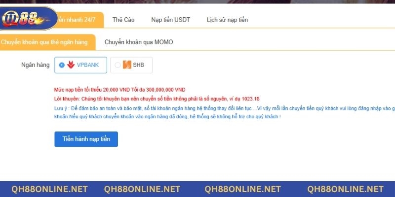 Nắm rõ lưu ý quan trọng để nạp rút tiền QH88 diễn ra suôn sẻ