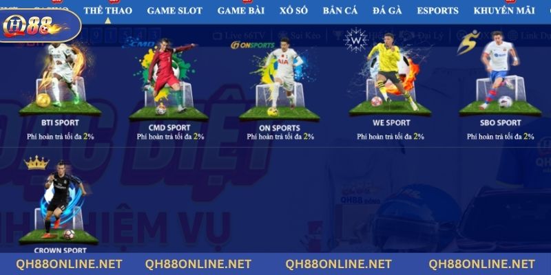 Có đến 7 sảnh thể thao chất lượng tại QH88